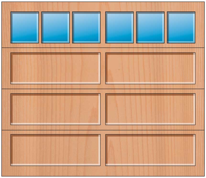Everite Door - 2 Long Panels 3 Lite Square Top Everite Door - 2 Long Panels 3 Lite Square Top