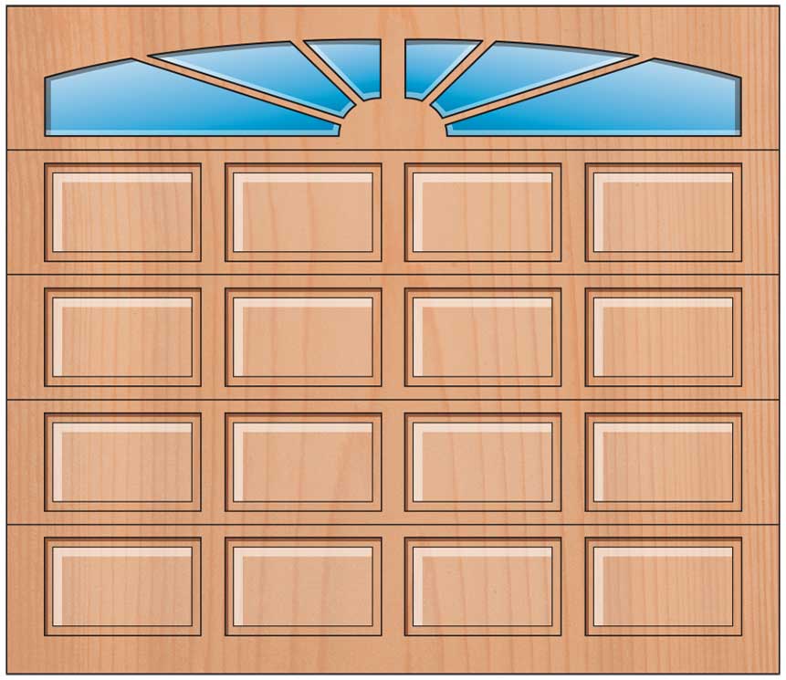 Everite Door - 4 Panels Sunburst Arched Lites