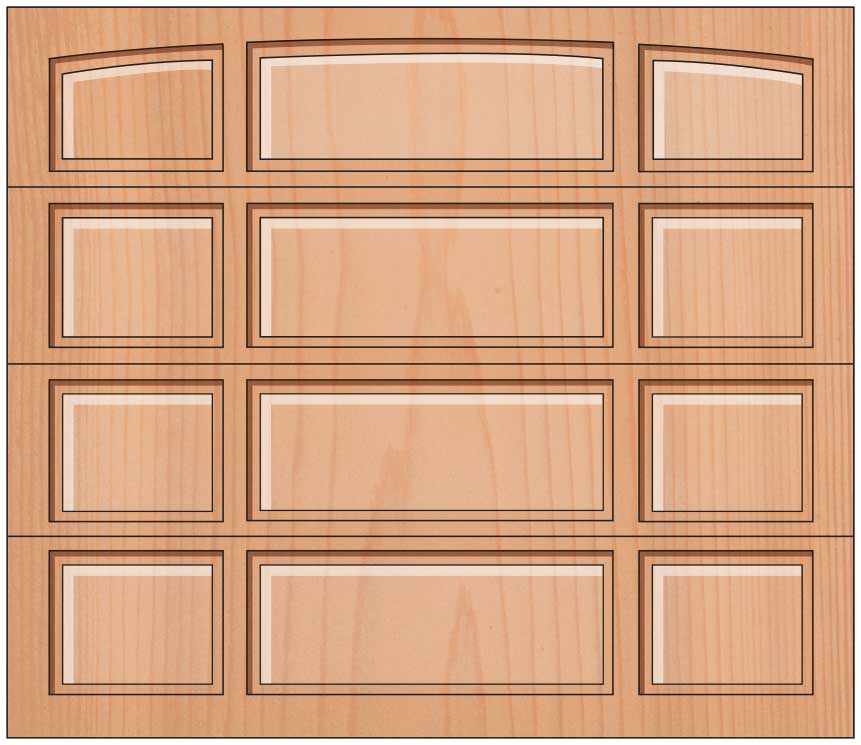 Everite Door - 2 Short 1 Long Panel Solid Arched Top